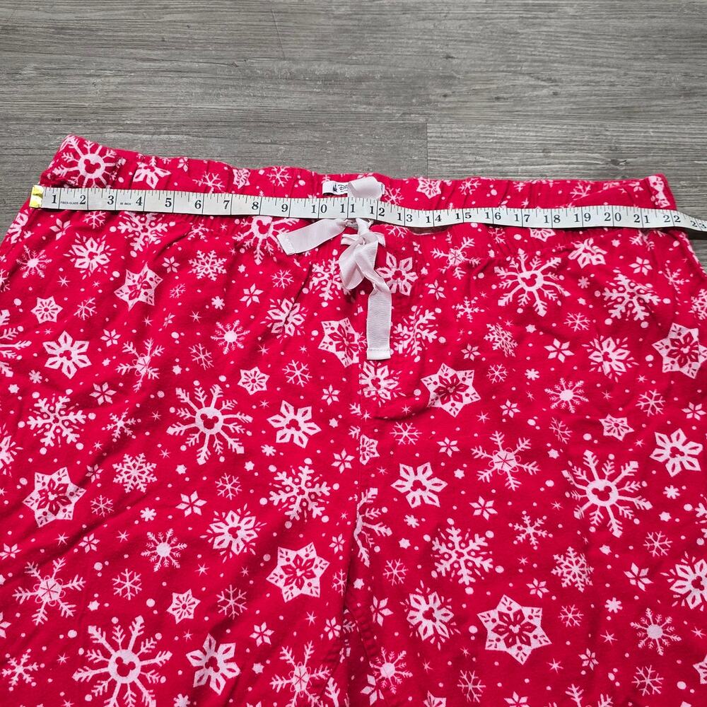 Disney Parks Red Mikey Snowflake Christmas Holiday Fleece Pajama Lounge Pants PJ - Picture 5 of 7
